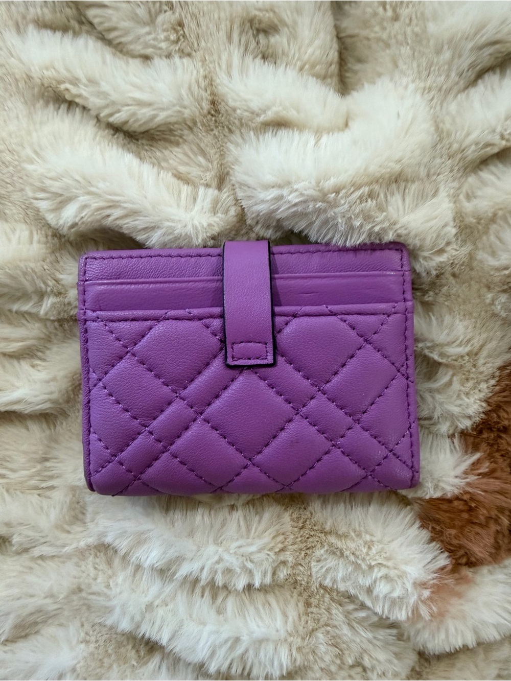 Kurt Geiger Purple Quilted Cardholder Wallet - Picture 2 of 3